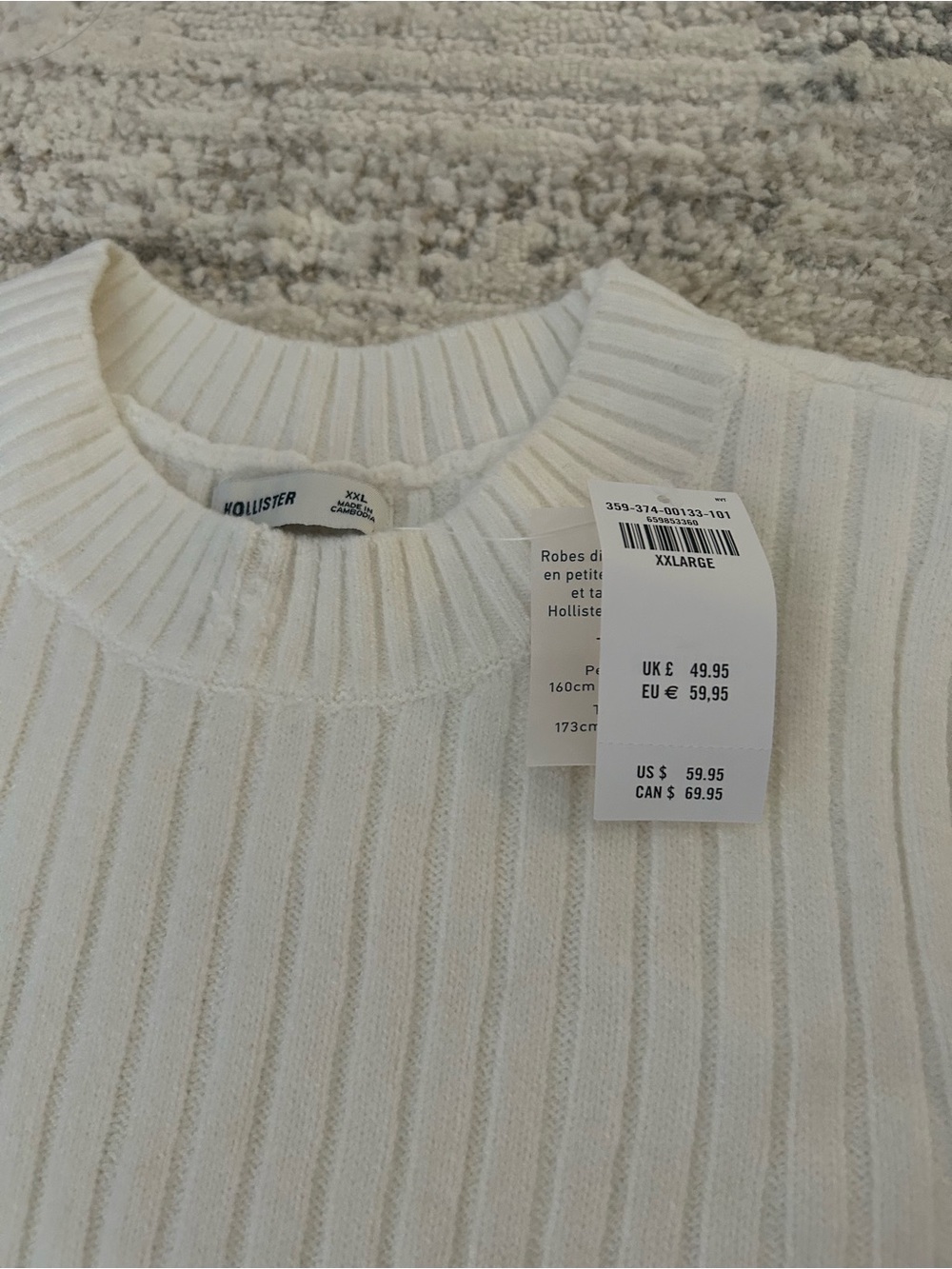 NWT Hollister Women’s Ribbed Long-Sleeve Knit Dress - Cream. brand new XXL - Picture 3 of 4